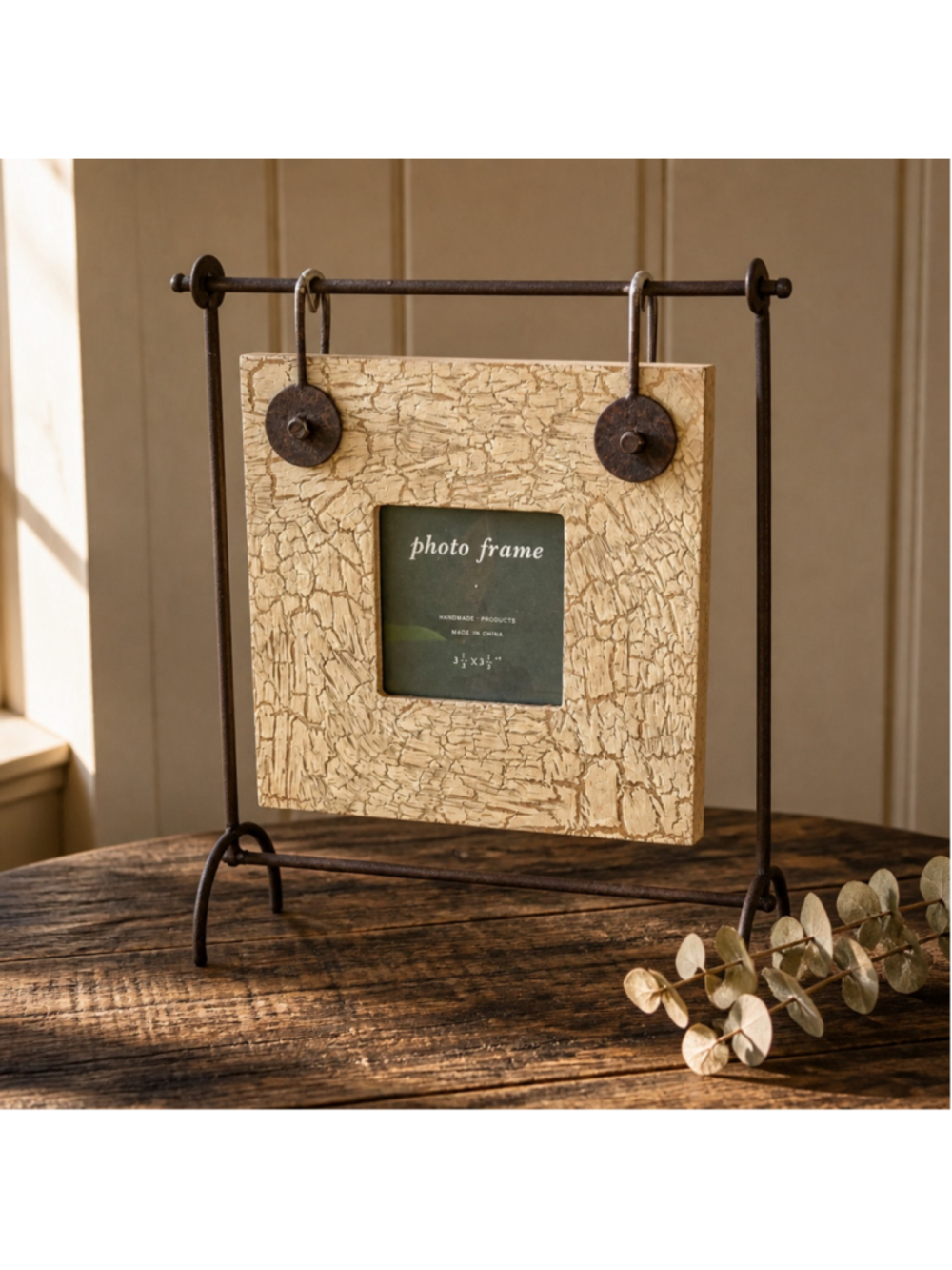 Unique Hanging Picture Frame Rustic Farmhouse Vintage One Size Beige Brown